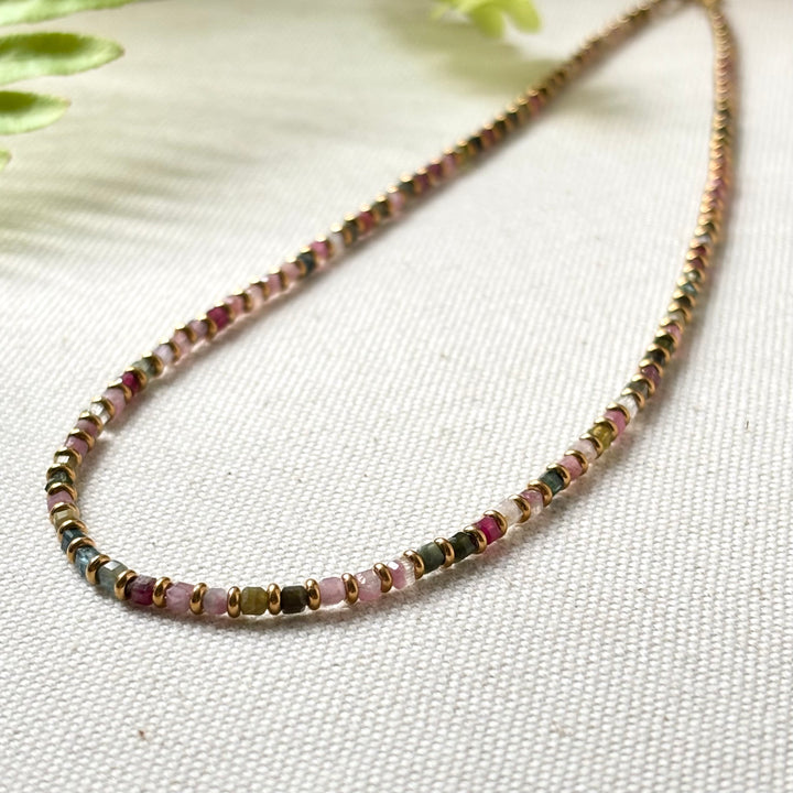 Tourmaline Gemstone Bead Necklace – 16–18 Inches
