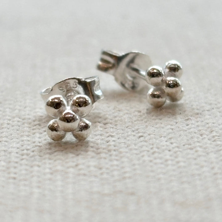 Sterling silver tiny bead cluster stud earrings