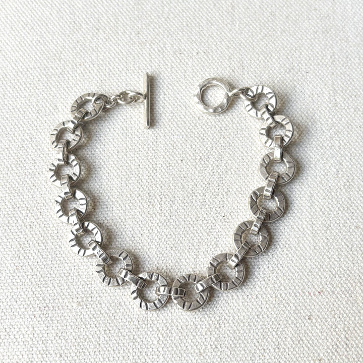 Handmade Sterling Silver Sun Disc Bracelet