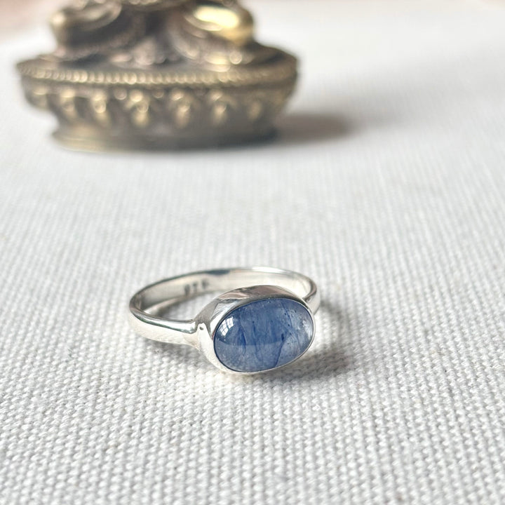 Handmade Blue Sapphire Ring in Sterling Silver – Sizes N, O and R