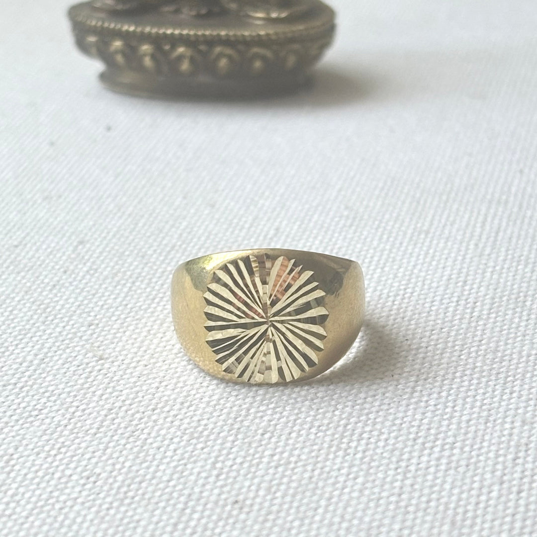 Handmade Panchadhatu Sunburst Signet Ring