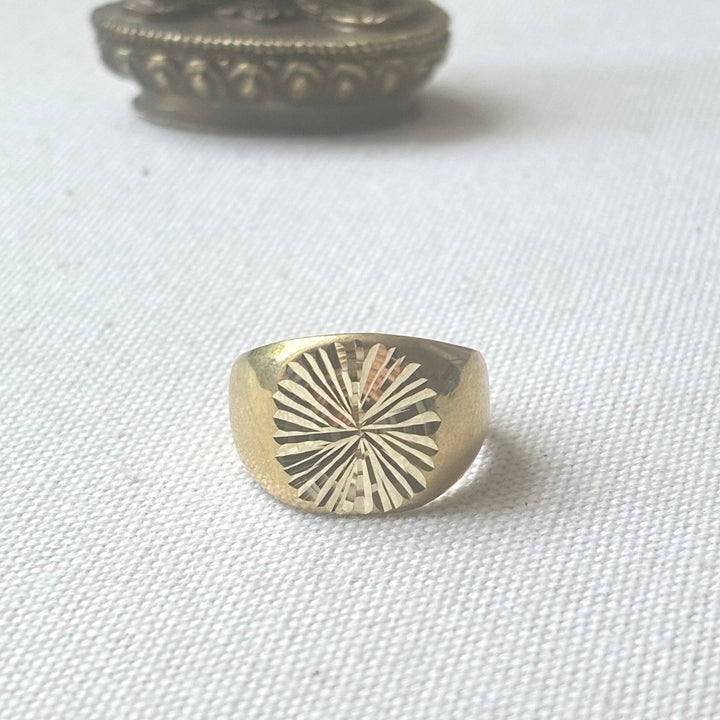 Handmade Panchadhatu Sunburst Signet Ring