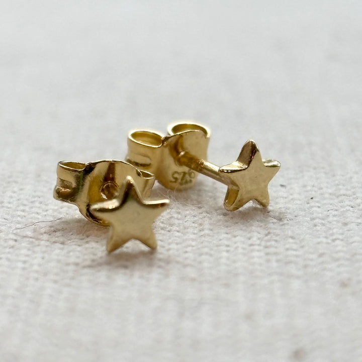 Gold plated sterling silver tiny star stud earrings