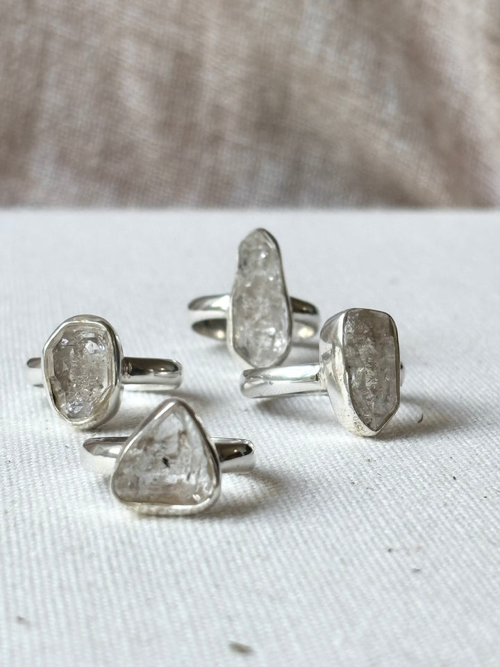 Raw Quartz Sterling Silver Ring – Size Q