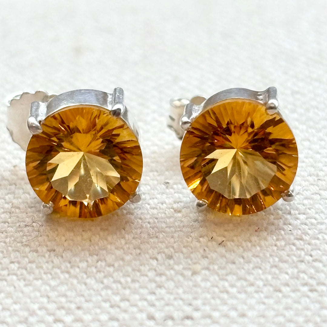 Sterling Silver Citrine Stud Earrings
