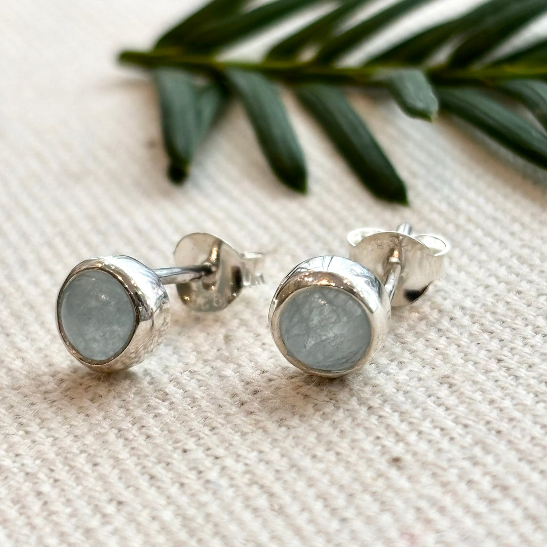 Sterling Silver Aquamarine Stud Earrings