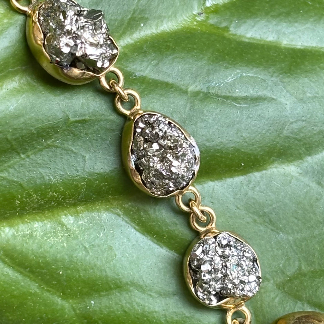 Handmade Panchadhatu Pyrite Druzy Bracelet