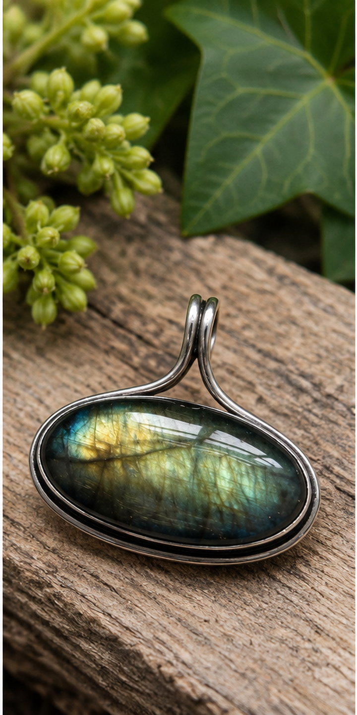 Labradorite Sterling Silver Oval Pendant