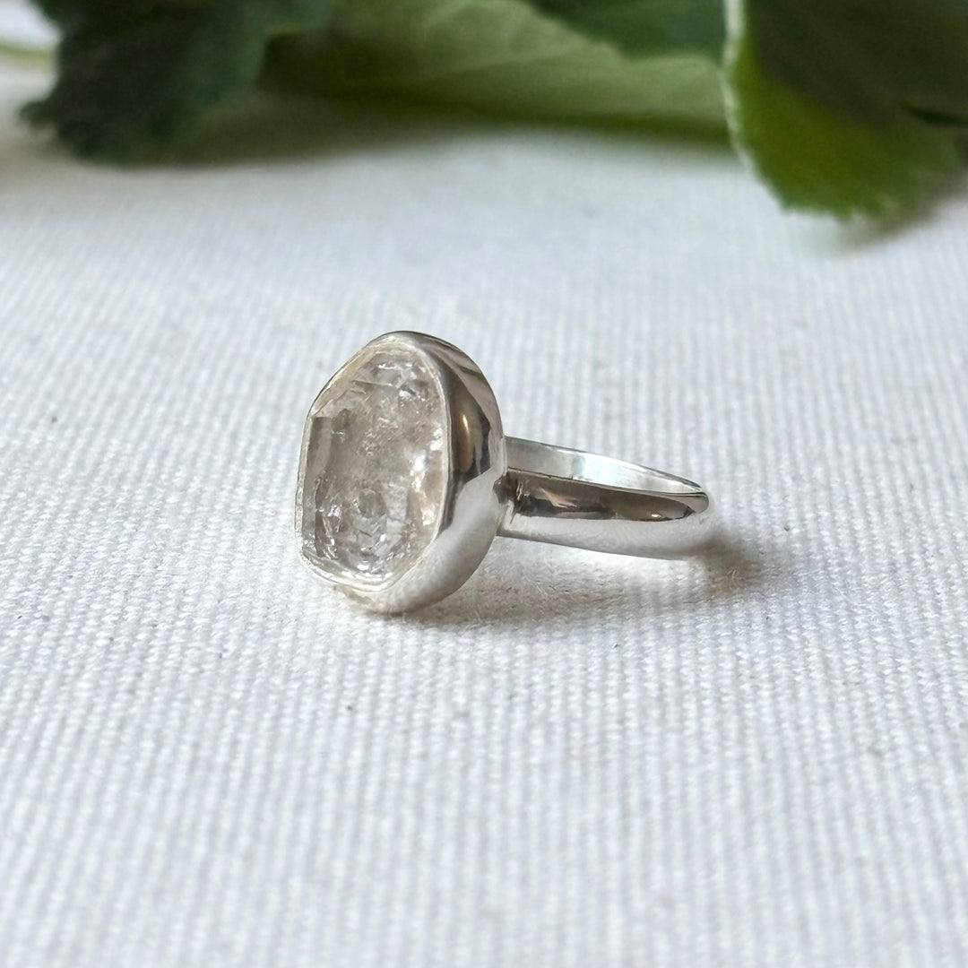 Raw Quartz Sterling Silver Ring – Size Q