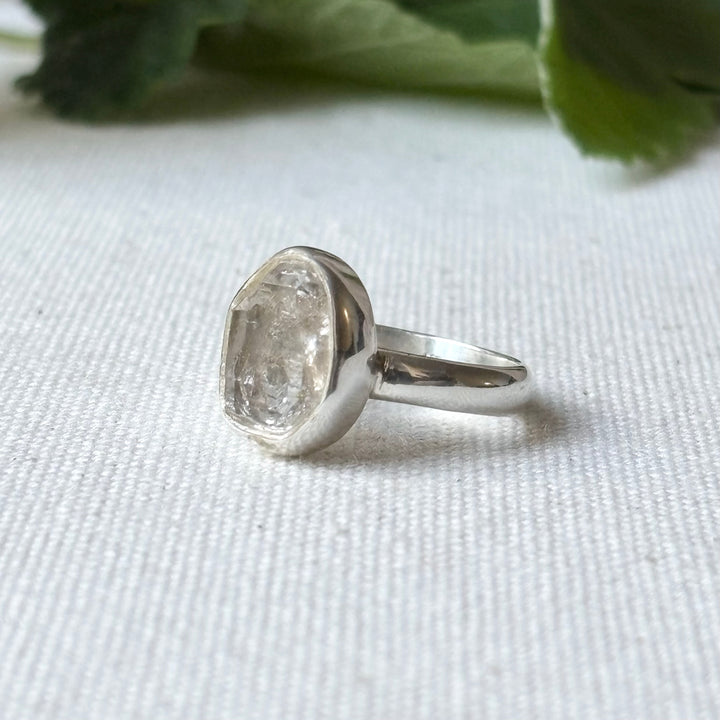 Raw Quartz Sterling Silver Ring – Size Q