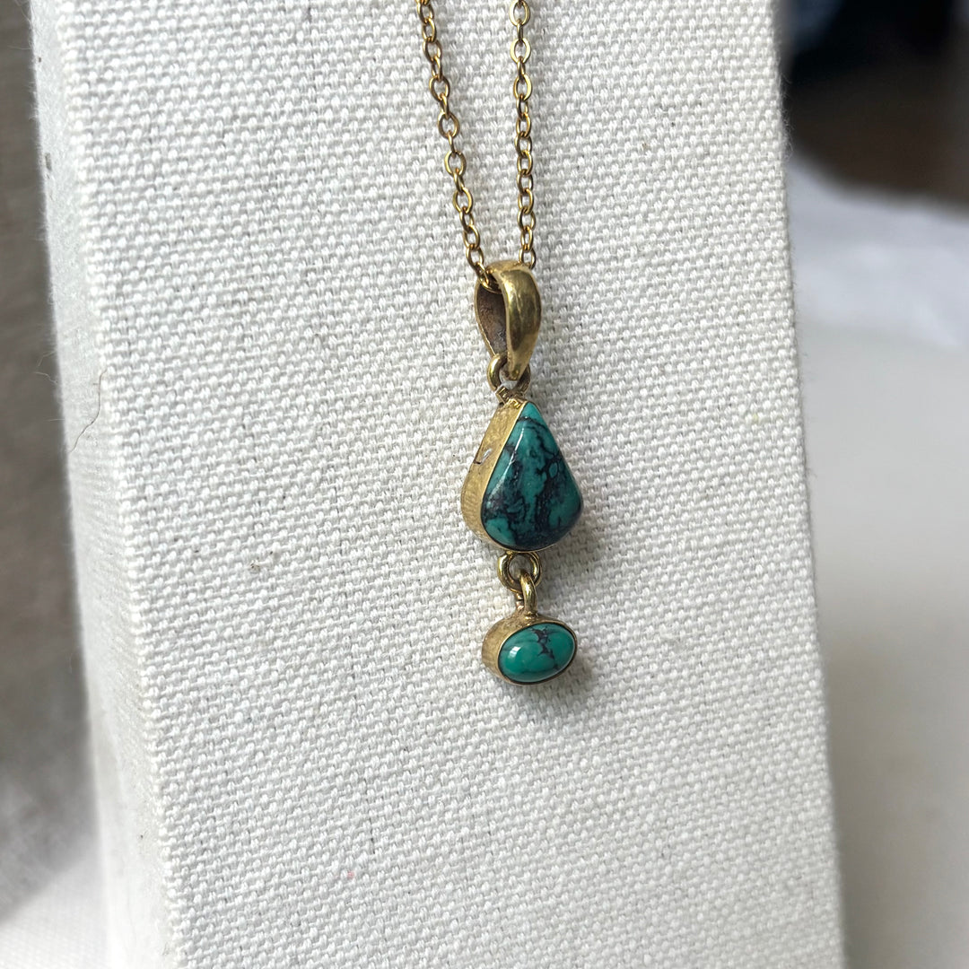 Turquoise Two-Stone Panchadhatu Necklace