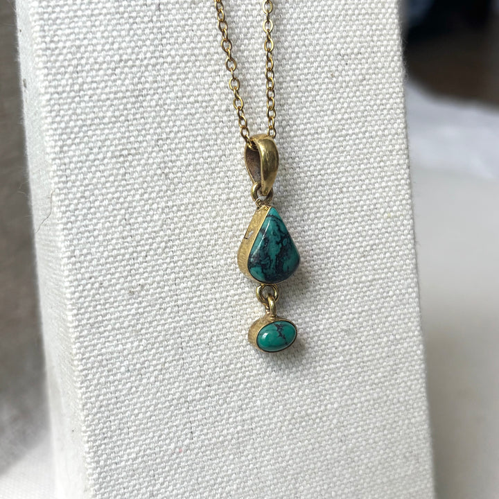 Turquoise Two-Stone Panchadhatu Necklace