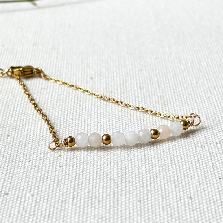 Moonstone & Gold Bead Bracelet