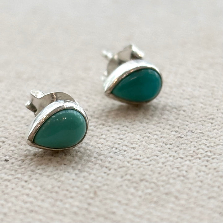 Sterling Silver Turquoise Teardrop Stud Earrings