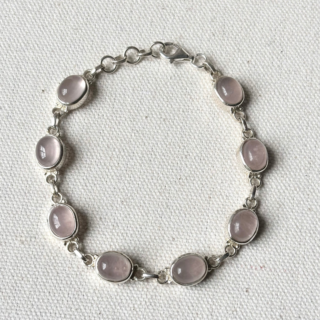 Rose Quartz Sterling Silver Bracelet