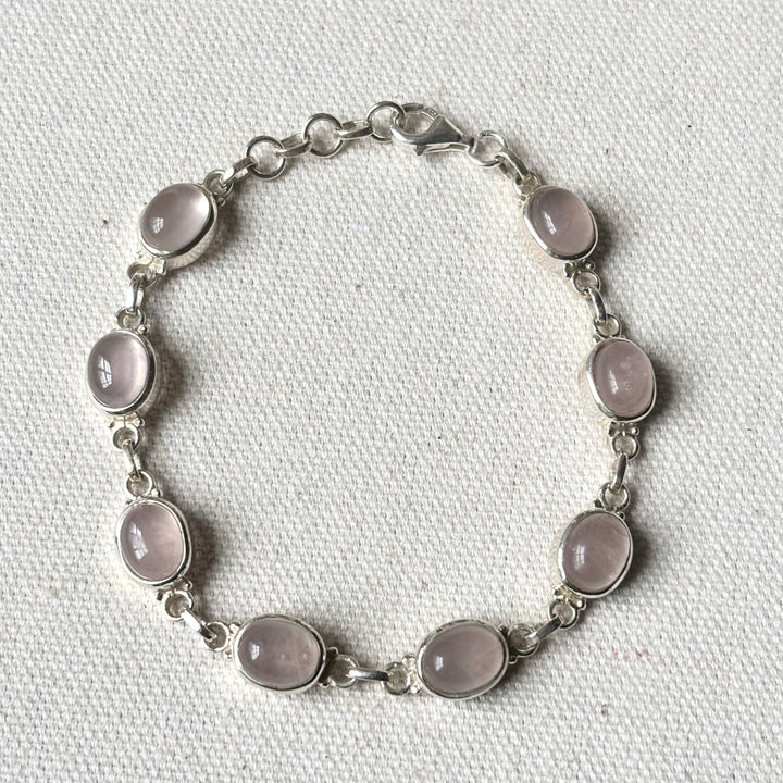 Rose Quartz Sterling Silver Bracelet