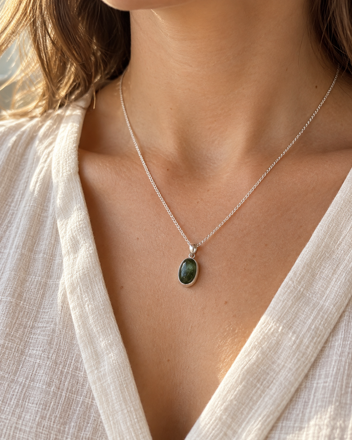 Sterling Silver Green Tourmaline Necklace