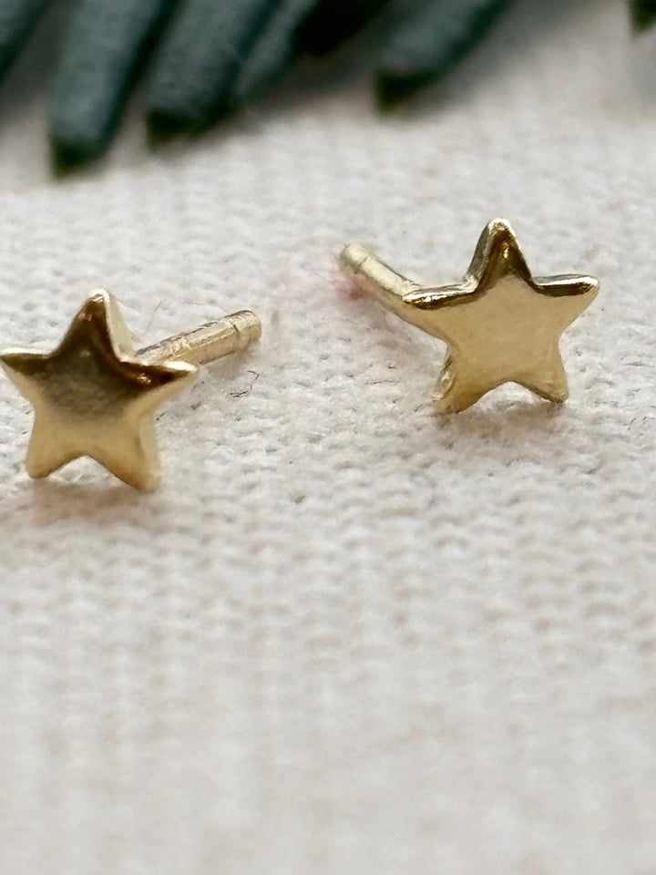 Gold plated sterling silver tiny star stud earrings