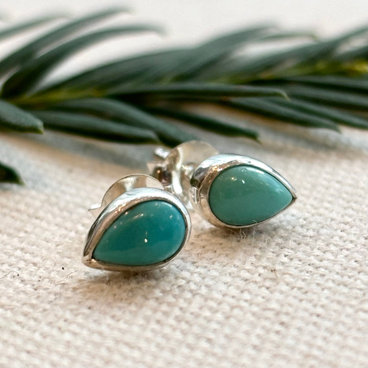 Sterling Silver Turquoise Teardrop Stud Earrings