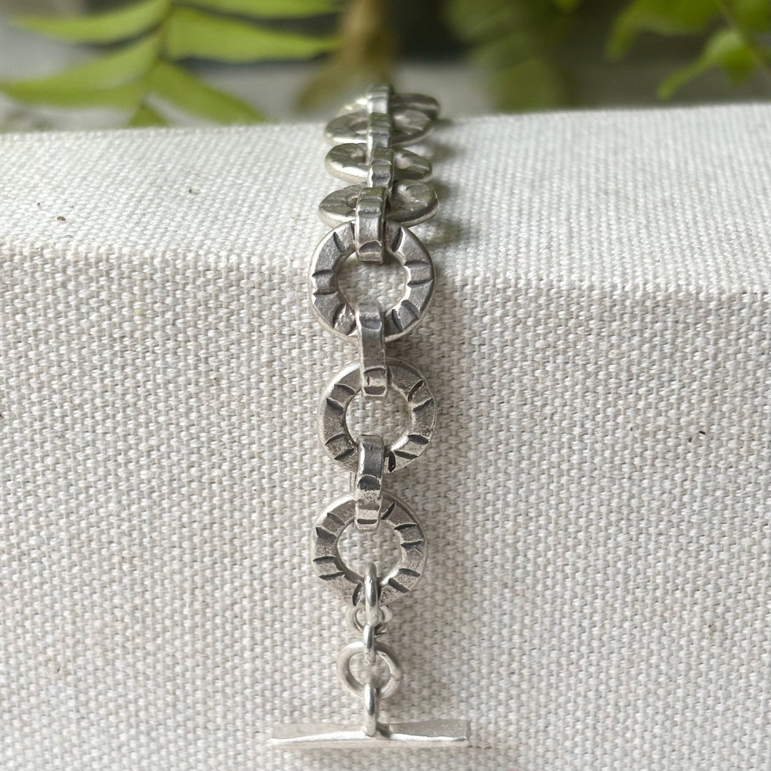 Handmade Sterling Silver Sun Disc Bracelet