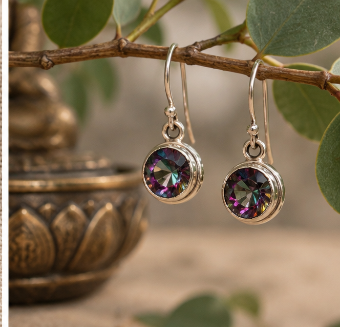 Sterling Silver Mystic Topaz Drop Earrings