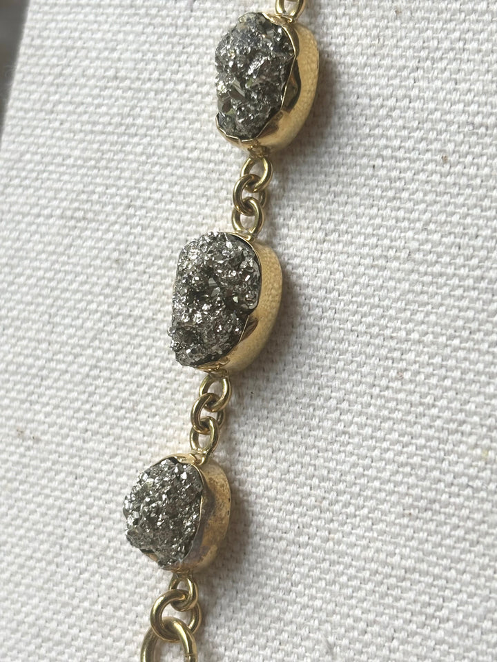 Handmade Panchadhatu Pyrite Druzy Bracelet
