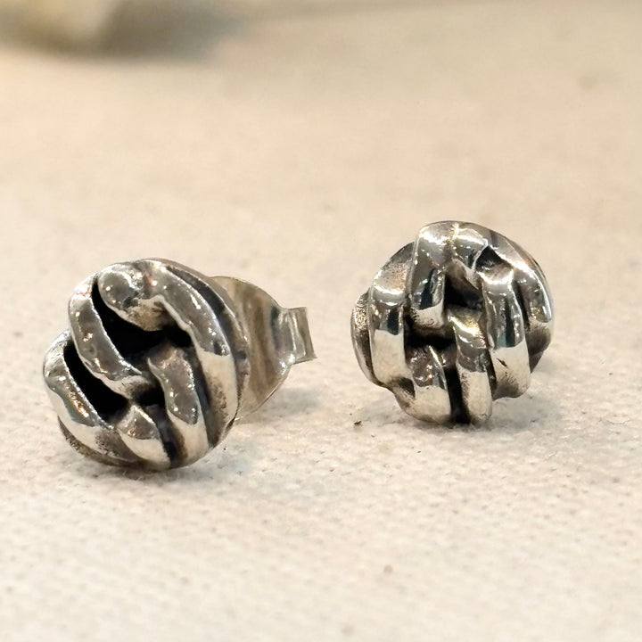 Sterling Silver Knot Stud Earrings 9 mm