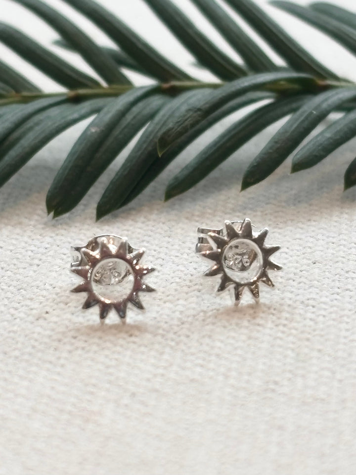 Sterling silver sun stud earrings