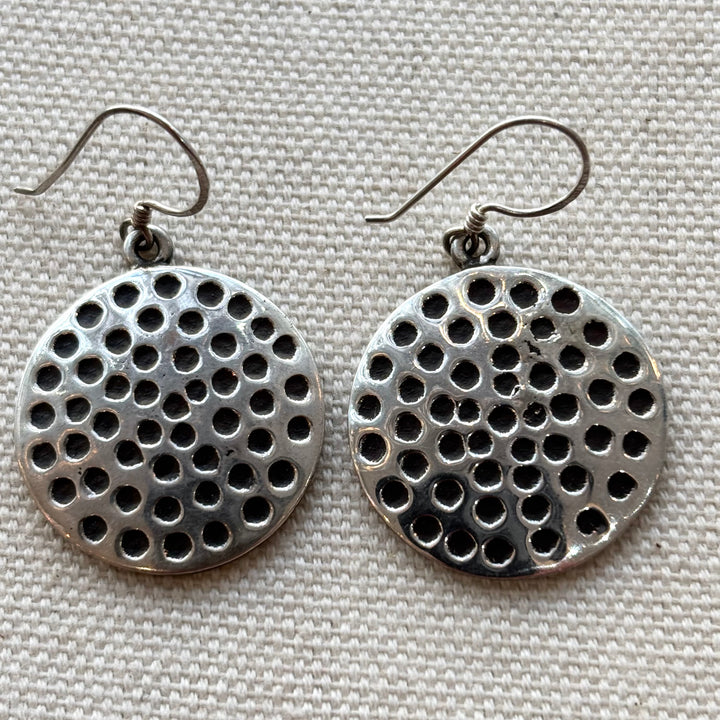 Sterling Silver Textured Disc Earrings