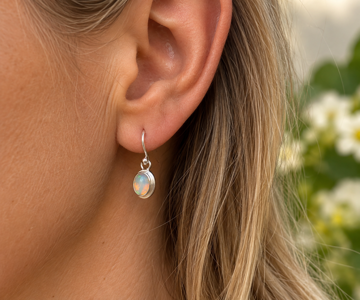Ethiopian Opal Sterling Silver Drop Earrings