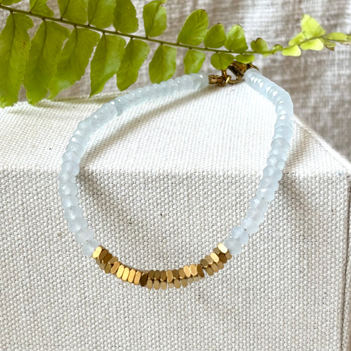 Aquamarine & Gold Anklet