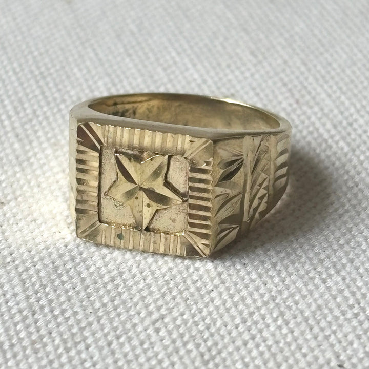 Handmade Panchadhatu Engraved Signet Ring