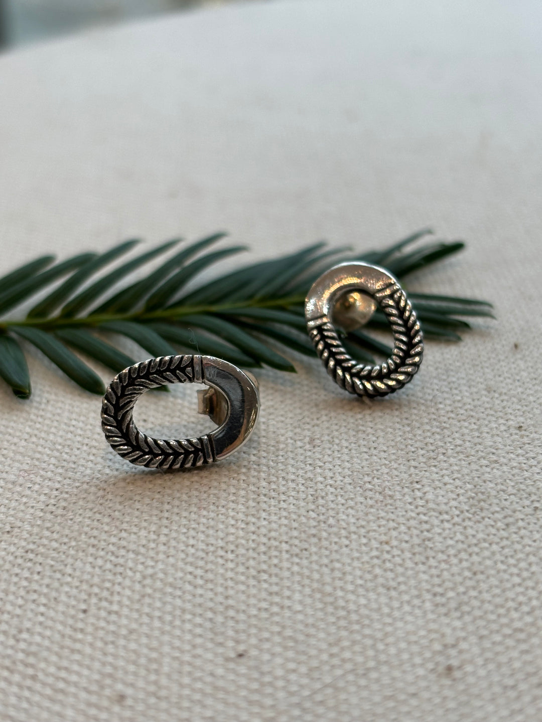 Sterling Silver Rope Oval Stud Earrings