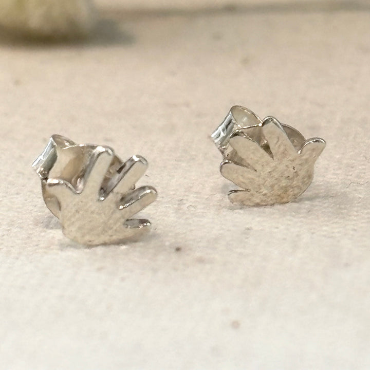 Sterling Silver Open Hand Stud Earrings