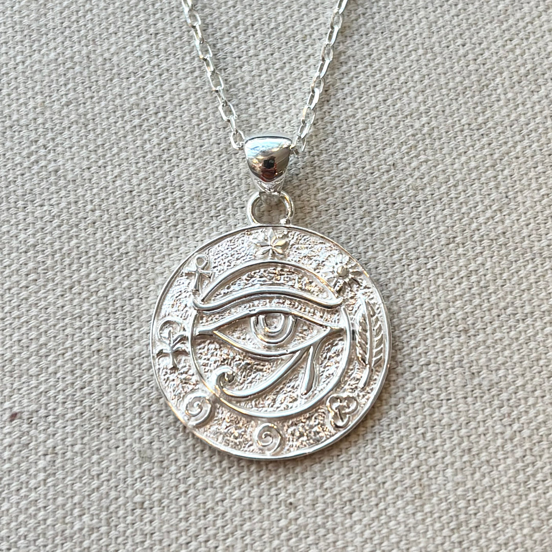 Eye of Horus “I AM” Sterling Silver Necklace – 25mm