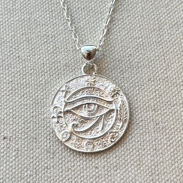 Eye of Horus “I AM” Sterling Silver Necklace – 25mm