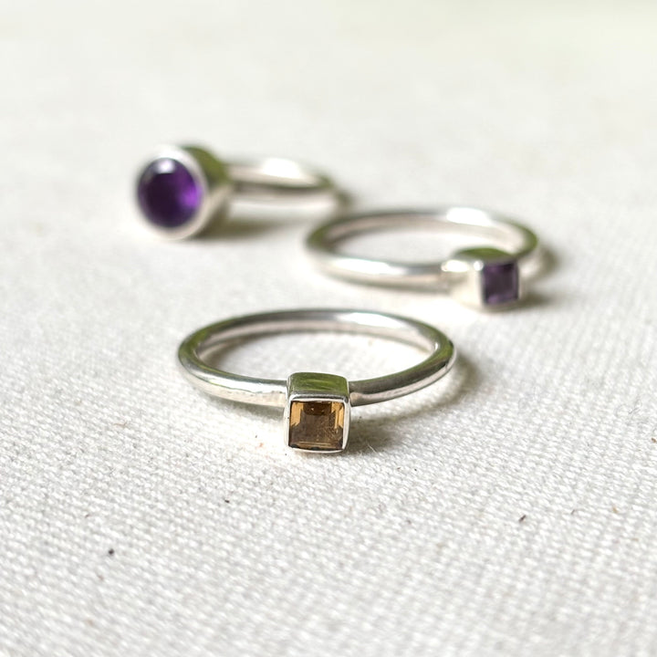 Sterling Silver Gemstone Stacking Ring – Handmade Silver Ring