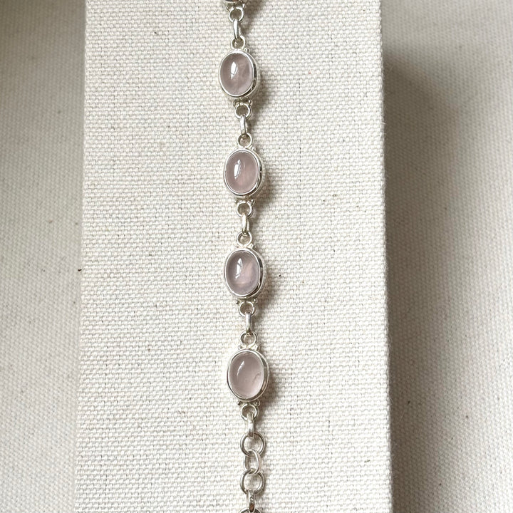 Rose Quartz Sterling Silver Bracelet