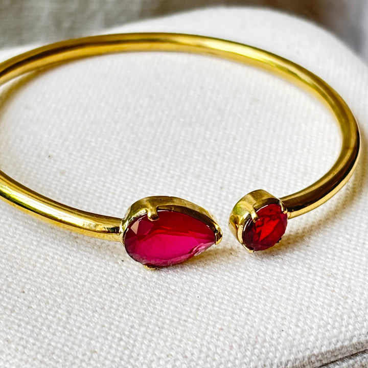 Handmade Panchadhatu Zirconia Open Bangle – 6.2cm