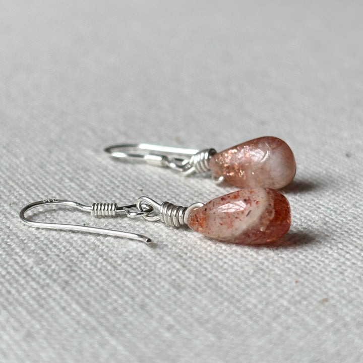 Sterling Silver Sunstone Drop Earrings