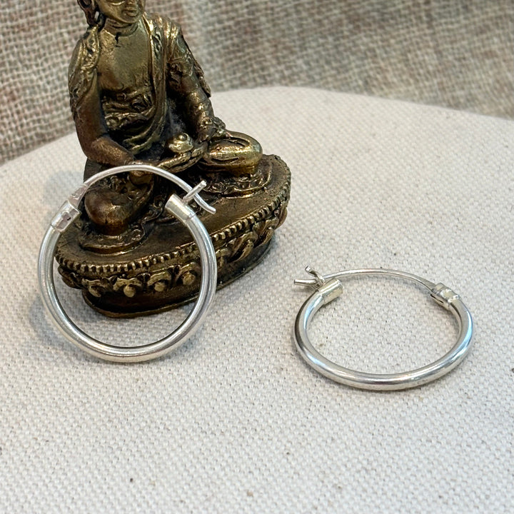 Sterling Silver Medium Hoop Earrings – 25mm