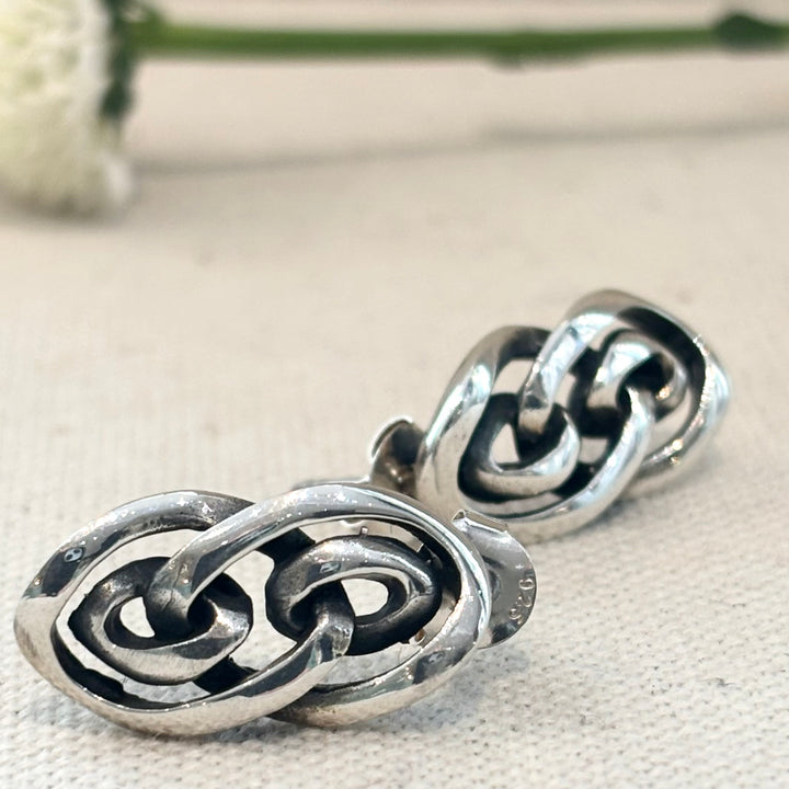 Sterling Silver Double Swirl Stud Earrings 18 x 10 mm