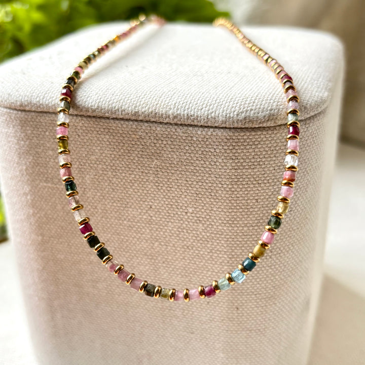 Tourmaline Gemstone Bead Necklace – 16–18 Inches