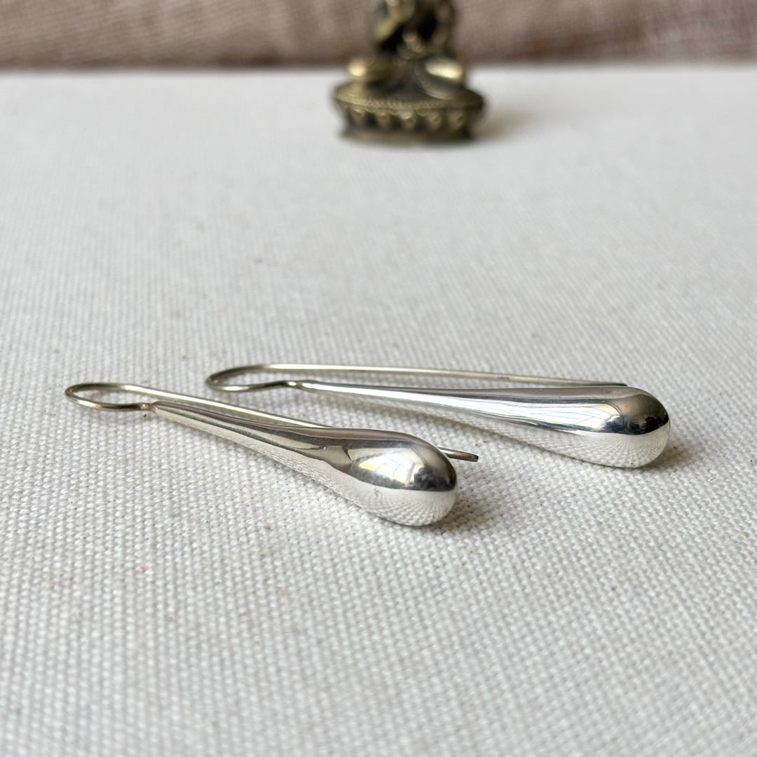 Long Sterling Silver Teardrop Earrings
