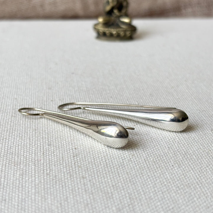 Long Sterling Silver Teardrop Earrings