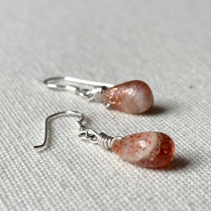 Sterling Silver Sunstone Drop Earrings