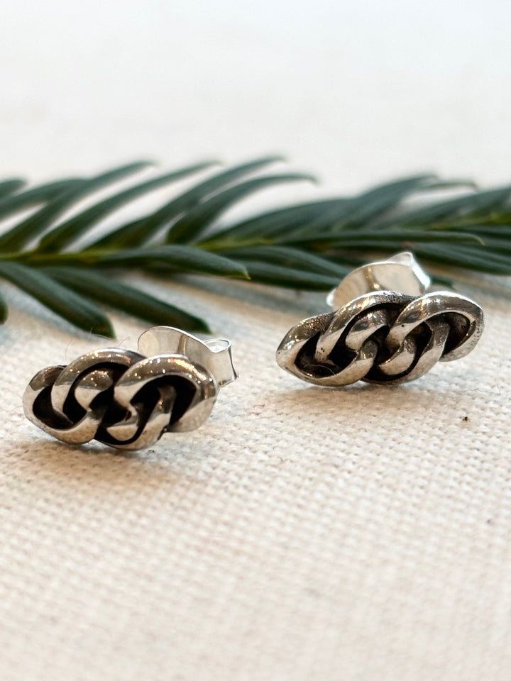 Sterling Silver Chain Link Stud Earrings