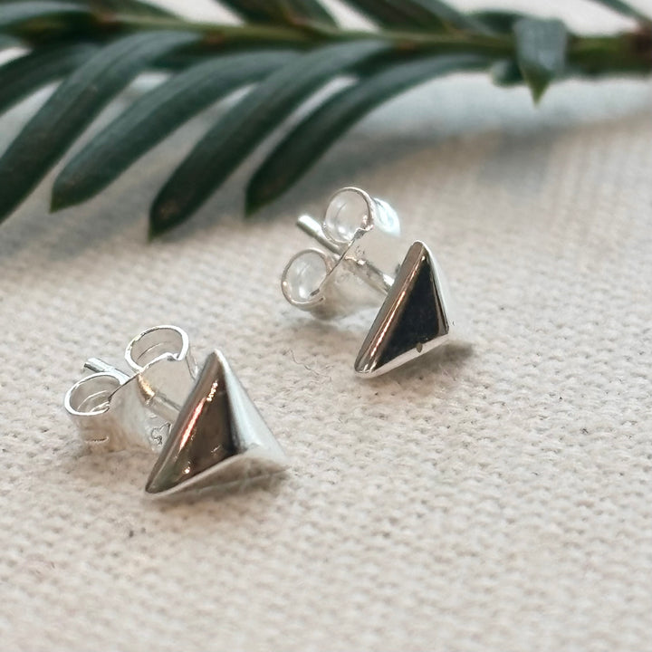 Sterling silver pyramid stud earrings