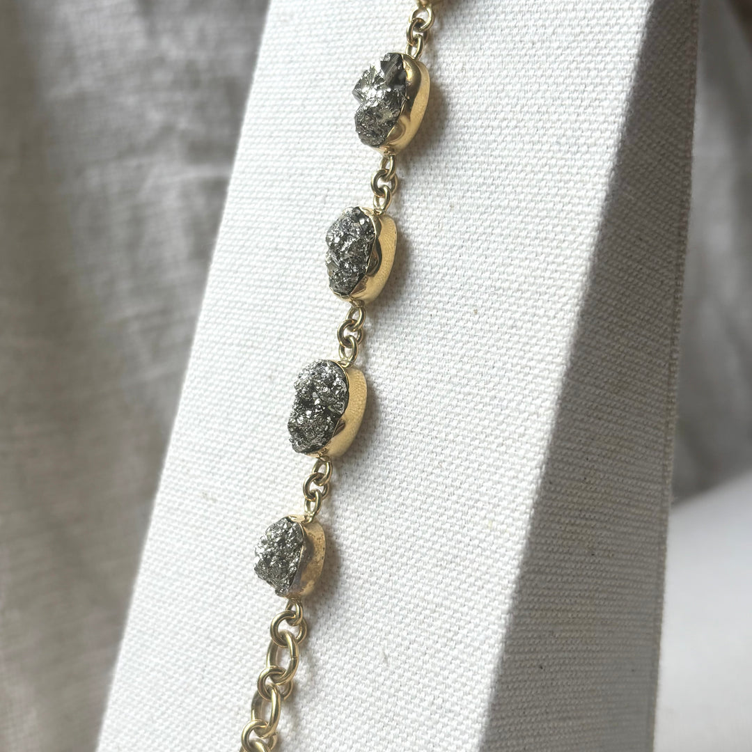 Handmade Panchadhatu Pyrite Druzy Bracelet