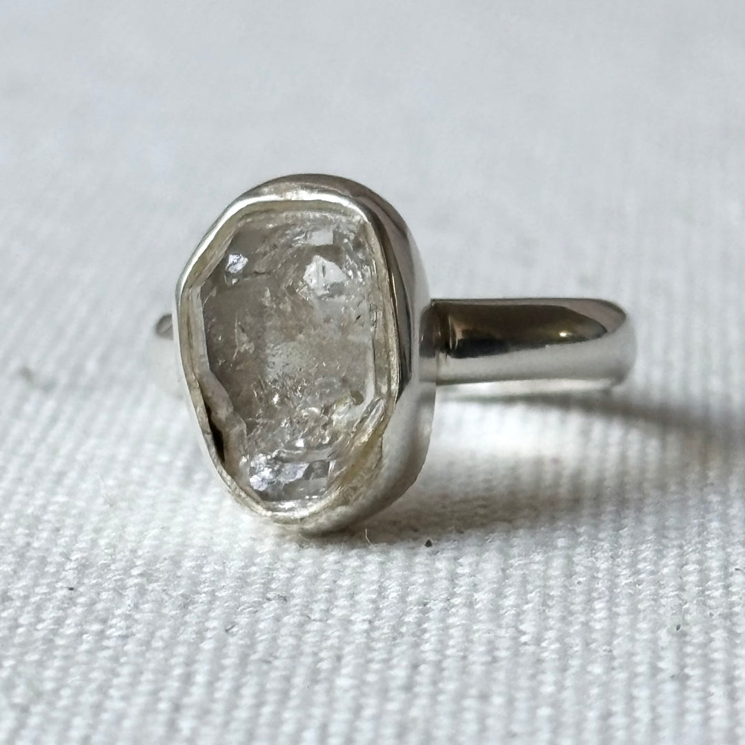 Raw Quartz Sterling Silver Ring – Size Q